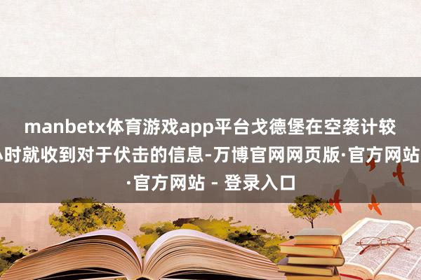 manbetx体育游戏app平台戈德堡在空袭计较运行前两小时就收到对于伏击的信息-万博官网网页版·官方网站 - 登录入口