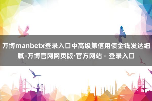 万博manbetx登录入口中高级第信用债金钱发达细腻-万博官网网页版·官方网站 - 登录入口